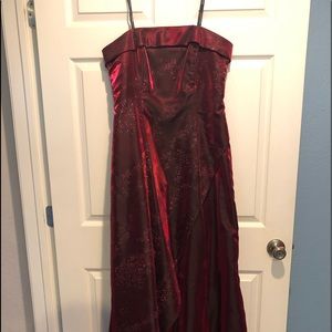 Long dark red evening dress